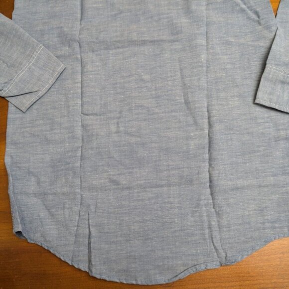 New Ely & Walker Mens Solid Gray/Blue Ultra-Press Western Button Up Shirt Sz 14 - Picture 13 of 16